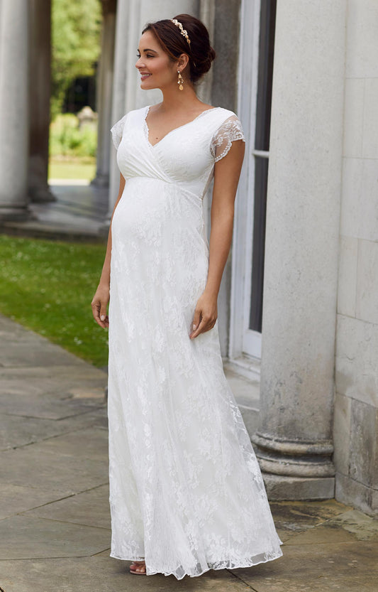 Julia Strapless Maternity Wedding Gown Long White