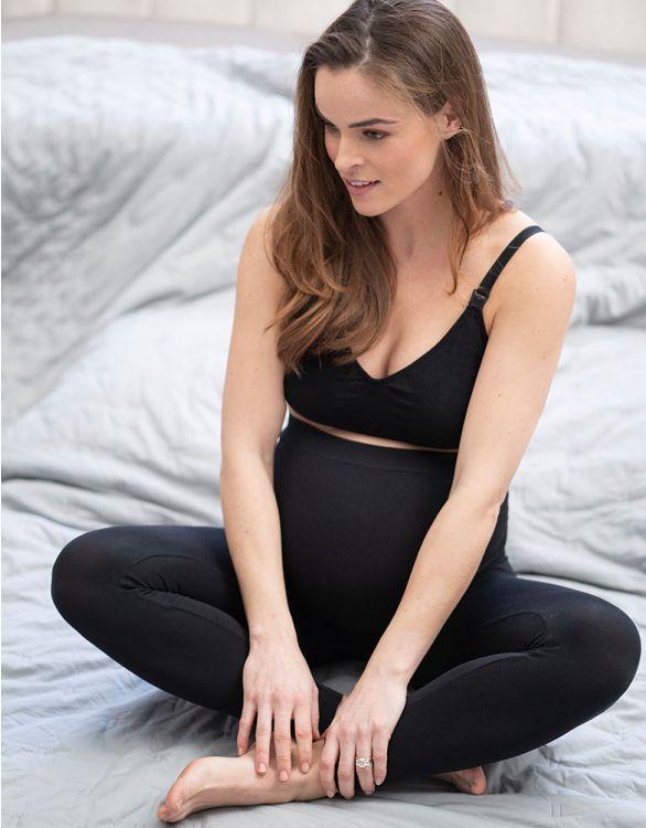 Overbelly Cotton Knit Maternity Leggings - Black