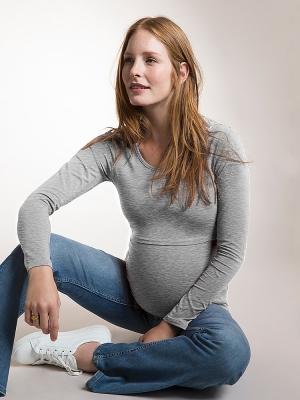 Boob BBF Maternity and Nursing Sweatshirt - Grey Melange - Eco-Friendly  woman