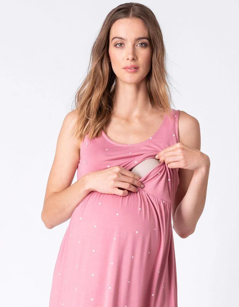 Best mom women's maternity nursing breastfeeding FUCHSIA nightdress
